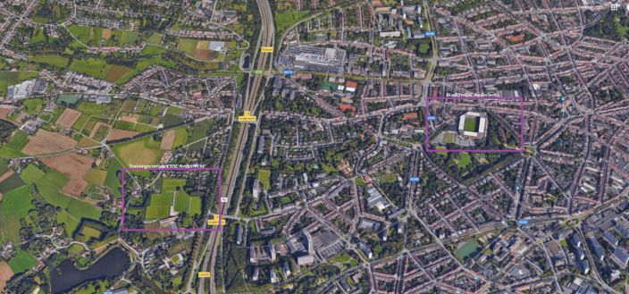 Het trainingscomplex van RSC Anderlecht ligt slechts op een kilometer afstand van het stadion. 